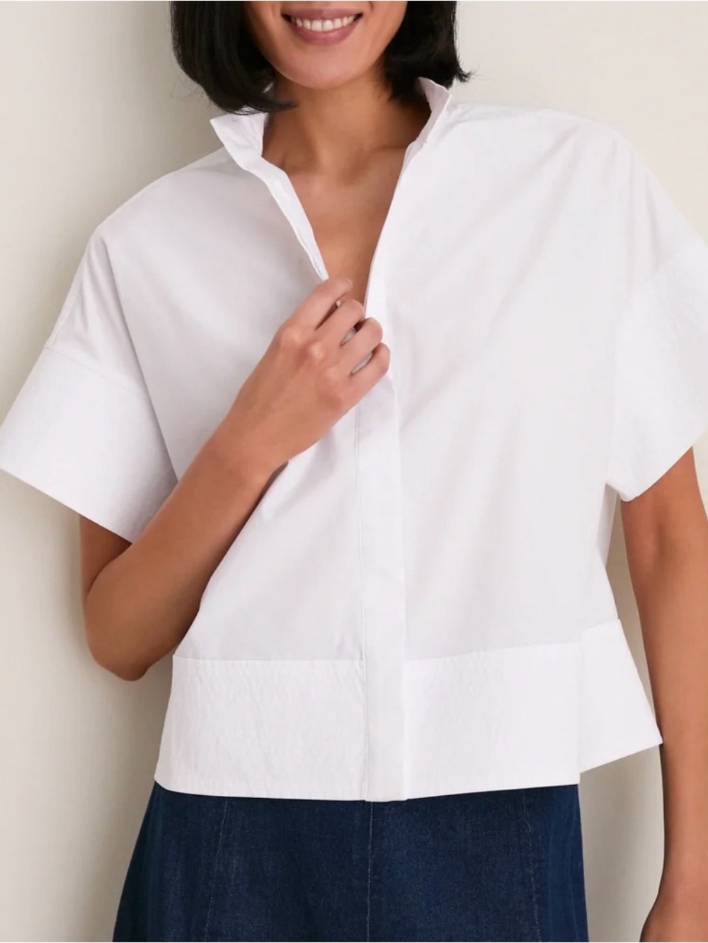 New Tuckernuck Sofia Shirt. Trapunto Stitching 100 % Cotton. Large Boxy White